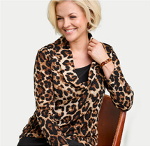 Brushed Cowl Neck Print Top - LU263